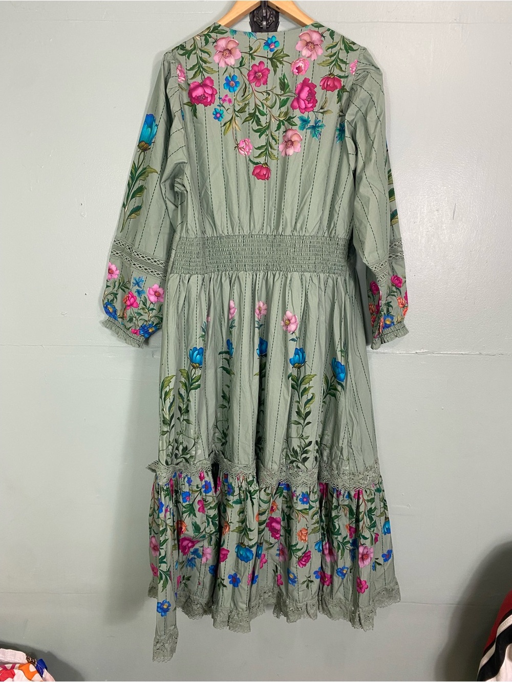 Anthropologie Floral Front Midi Dress Green Sundress Size 2X - Picture 5 of 6